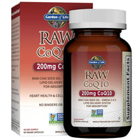 Thumbnail for Garden of Life CoQ10 200mg, Vegetarian Omega 3 6 9 Supplement Raw Co Q 10 Chia Seed Oil, Whole Food Nutrition with Antioxidant Support, Coenzyme q10 Supplement for Heart Health, 60 Capsules