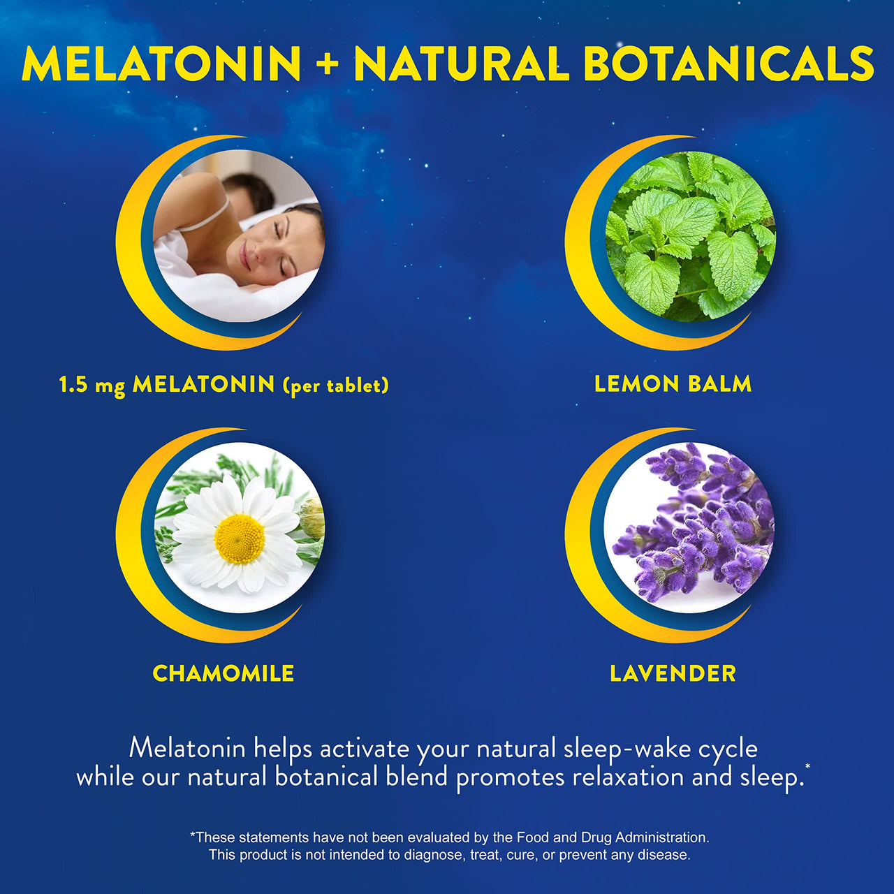 MidNite Back to Sleep Low Dose, 1.5 mg Melatonin Sleep Aid, Non-Habit Forming, Herbal Dietary Supplement for Adults, Drug-Free, Gluten-Free, Lactose-Free, Vegetarian, Vegan, 30 Quick Melt Tablets
