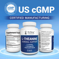 Thumbnail for Dr. Berg 200 mg L-Theanine Adrenal Support - 90 Capsules with Ashwagandha & L-Tyrosine, Zinc & Manganese - Advanced 9-in-1 Adaptogen & Mineral Formula - No Fillers*