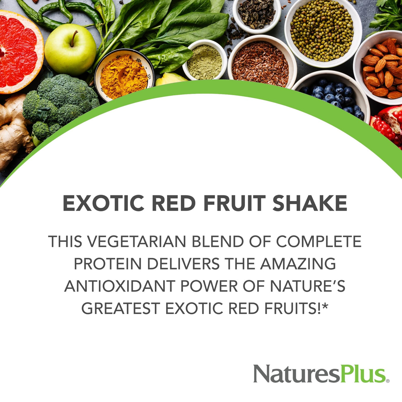 NaturesPlus FRUITEIN Exotic Red Fruit Shake - 1.3 lbs - 13 Grams of Plant-Based Protein Per Serving - Supports Energy & Immune System - Vegetarian, Gluten Free & Non-GMO - 16 Servings