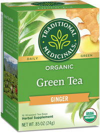 Thumbnail for Traditional Medicinals Organic Green Tea Ginger Herbal Tea, Promotes Healthy Digestion, (Pack of 1) - 16 Tea Bags