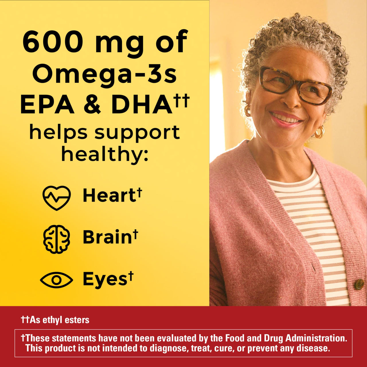 Nature Made Omega 3 Fish Oil and Algae Oil Supplements, 1200mg, Algae Oil & Fish Oil Blend, Omega 3 Supplement for Heart, Brain and Eyes Support, One Per Day, 60 Softgels