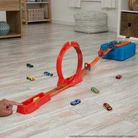 Thumbnail for Hot Wheels Toy Car Track Set, Track Builder Playset Flame Stunt Pack with 16 Component Parts & 1:64 Scale Vehicle in Modular Storage Container