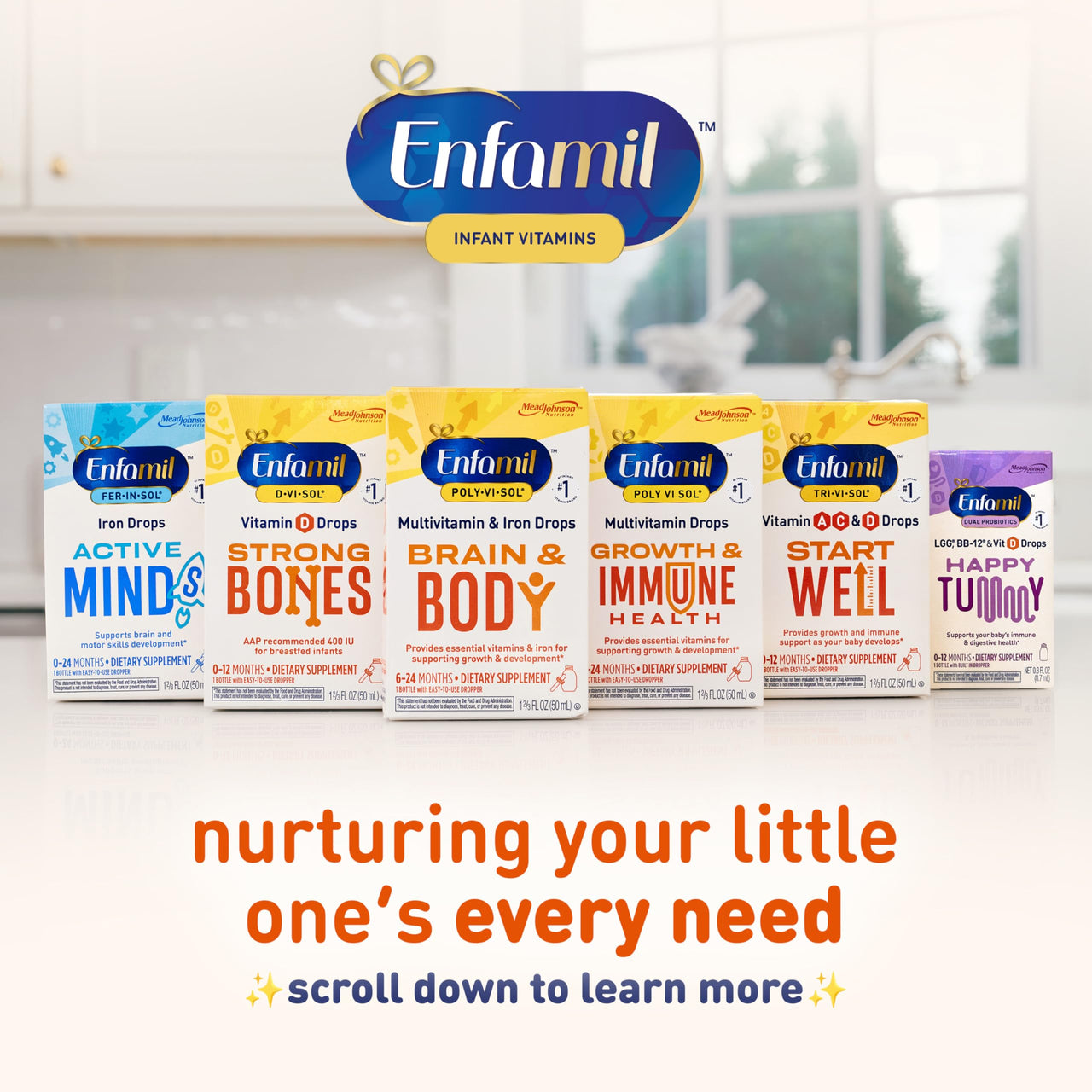 Enfamil Tri-Vi-Sol Infant Multivitamin Drops, Supports Growth & Immune Health for Babies, 50mL Bottle