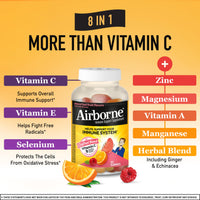 Thumbnail for Airborne 750mg Vitamin C Gummies for Adults, Immune Support Gummies with Powerful Antioxidants VIT C & E, Caffeine Free - 2x63ct Bottle (42 Servings), Assorted Fruit Flavor