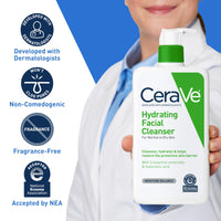 Thumbnail for CeraVe Hydrating Facial Cleanser, Moisturizing Face Wash For Dry Skin, Hyaluronic Acid + Ceramides + Glycerin, Hydrating Cleanser For Normal To Dry Skin, National Eczema Association Certified