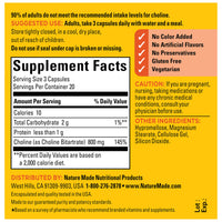 Thumbnail for Nature Made Extra Strength Dosage Choline Supplements 800 Mg Per 3 Capsules, Brain Health, Mood, Muscle & Liver Support, Vegetarian, 60 Capsules, 20 Day Supply