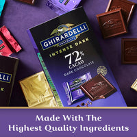 Thumbnail for GHIRARDELLI Intense Dark Chocolate Squares, 72% Cacao Chocolate for Holiday Gifts and Stocking Stuffers, 4.1 Oz Bag (Pack of 6)
