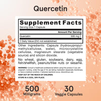 Thumbnail for Jarrow Formulas Quercetin 500mg Capsules - 30 Veggie Caps - Supports Antioxidant Status, Cardiovascular Health & Immune Health - 30 Servings