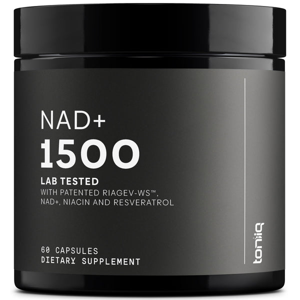 Toniiq Ultra High Strength 1500mg NAD+ Supplement - Clinically Studied Ingredients with Patented RiaGev-WS™, Resveratrol, and Niacin - 60 Capsules