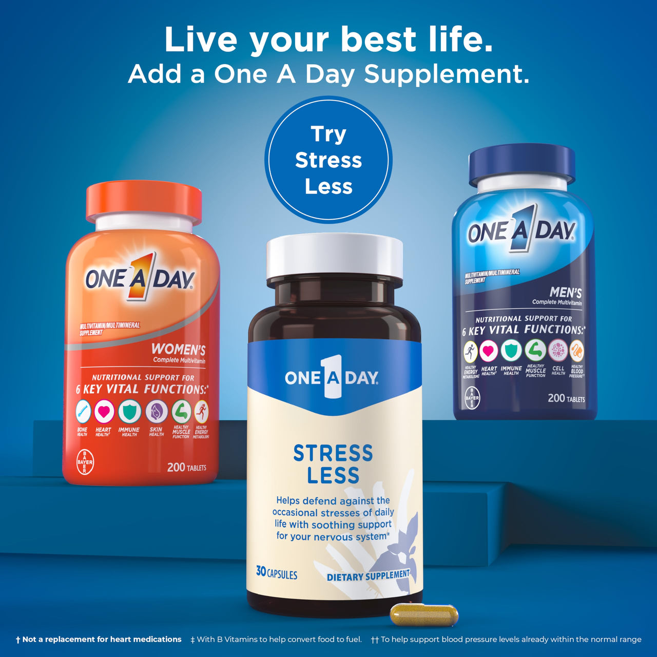 One A Day Stress Supplement – Occasional Stress Relief Supplement, Formulated with Ashwagandha, Passionflower and Valerian Extracts for Nervous System Support, 30 Capsules