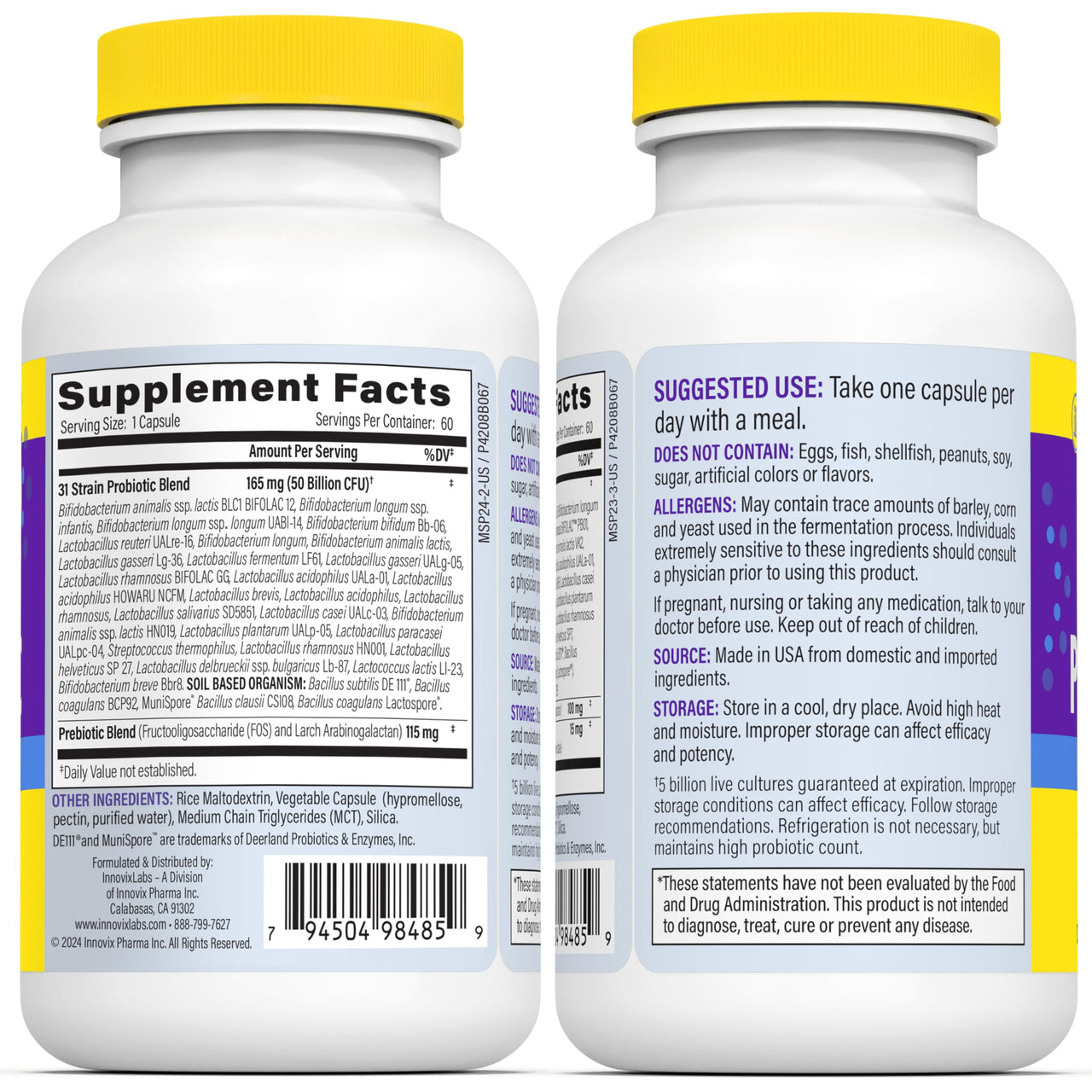 InnovixLabs Multi Strain Probiotics for Women & Men - Probiotic Supplement - 50 Billion CFU - Gut Health, Immune Support, Digestion, Lactobacillus Acidophilus, Prebiotics and Probiotics, 60 Capsules