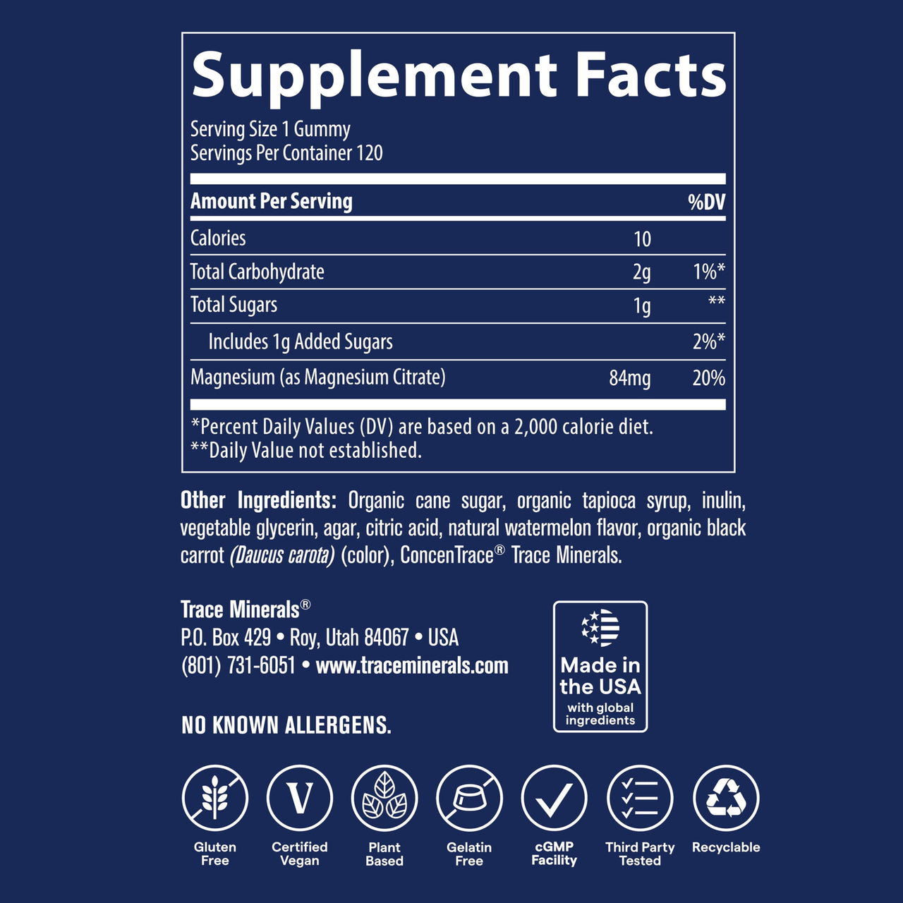 Trace Minerals Magnesium Gummies - Supports a Calm Mindset - Magnesium Chewables for Kids & Adults - Bone, Digestion, Heart Health & Immune Support - Watermelon Flavor - 120 Count (120 Servings)
