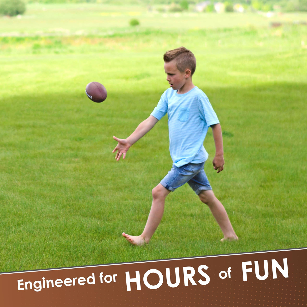 LMC Products Foam Football - 7" Easy Grip Small Footballs for Kids - Youth Size Quality Soft Foam Toddler Ball (Brown)
