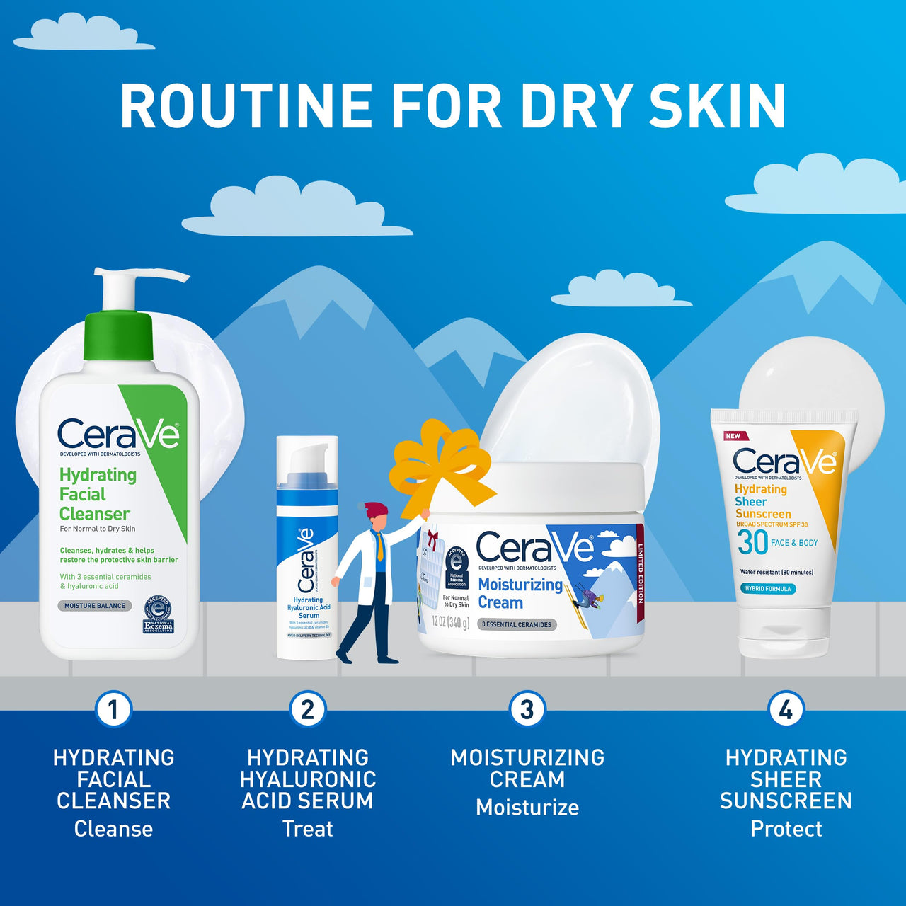 CeraVe Après Ski Moisturizing Cream, Body and Face Moisturizer for Dry Skin, Hyaluronic Acid and Ceramides, Daily Moisturizer, Oil-Free, Fragrance Free, Non-Comedogenic, Limited Edition, 12 Ounce