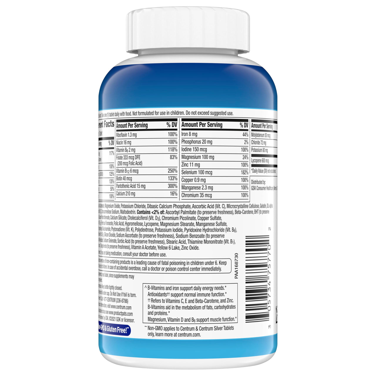 Centrum Multivitamin for Men, Multivitamin/Multimineral Supplement with Vitamin D3, B Vitamins and Antioxidants, Gluten Free, Non-GMO Ingredients - 200 Count