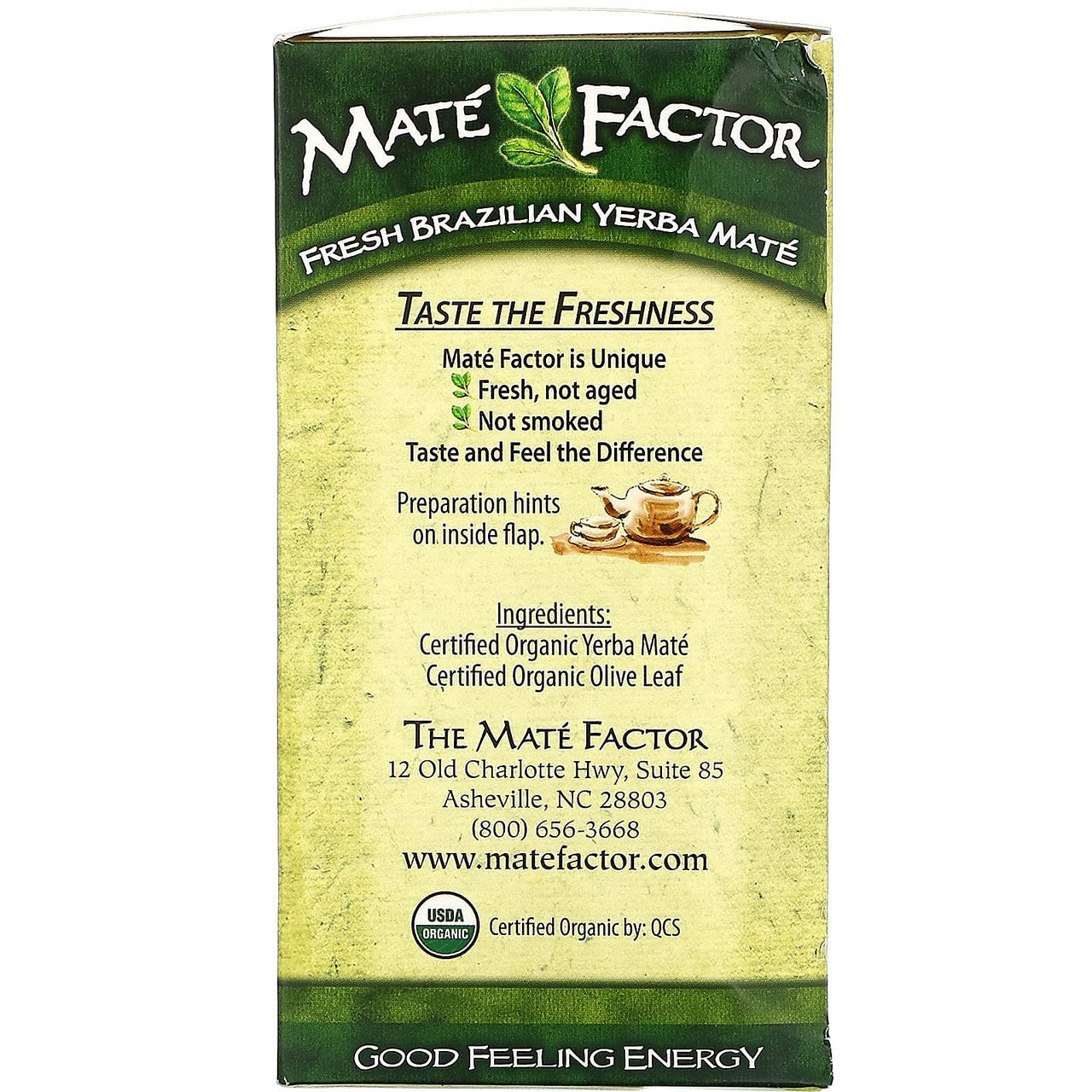 MATE FACTOR OLIVE LEAF ORGANIC YERBA MATE 20 TEA BAGS