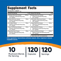 Thumbnail for Nutricost Mushroom Complex Supplement, 120 Capsules for 120 Servings per Bottle - 10 Mushroom Blend (Includes Reishi, Maitake, Shiitake, Lion's Mane, and More) - Non-GMO and Gluten Free