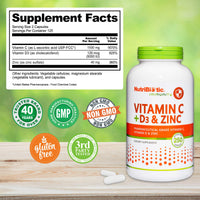 Thumbnail for NutriBiotic – Vitamin C + Vitamin D3 & Zinc, 250 Capsules | Potent, Comprehensive Immune Support | Essential & Antioxidant Daily Supplement | Gluten & GMO Free