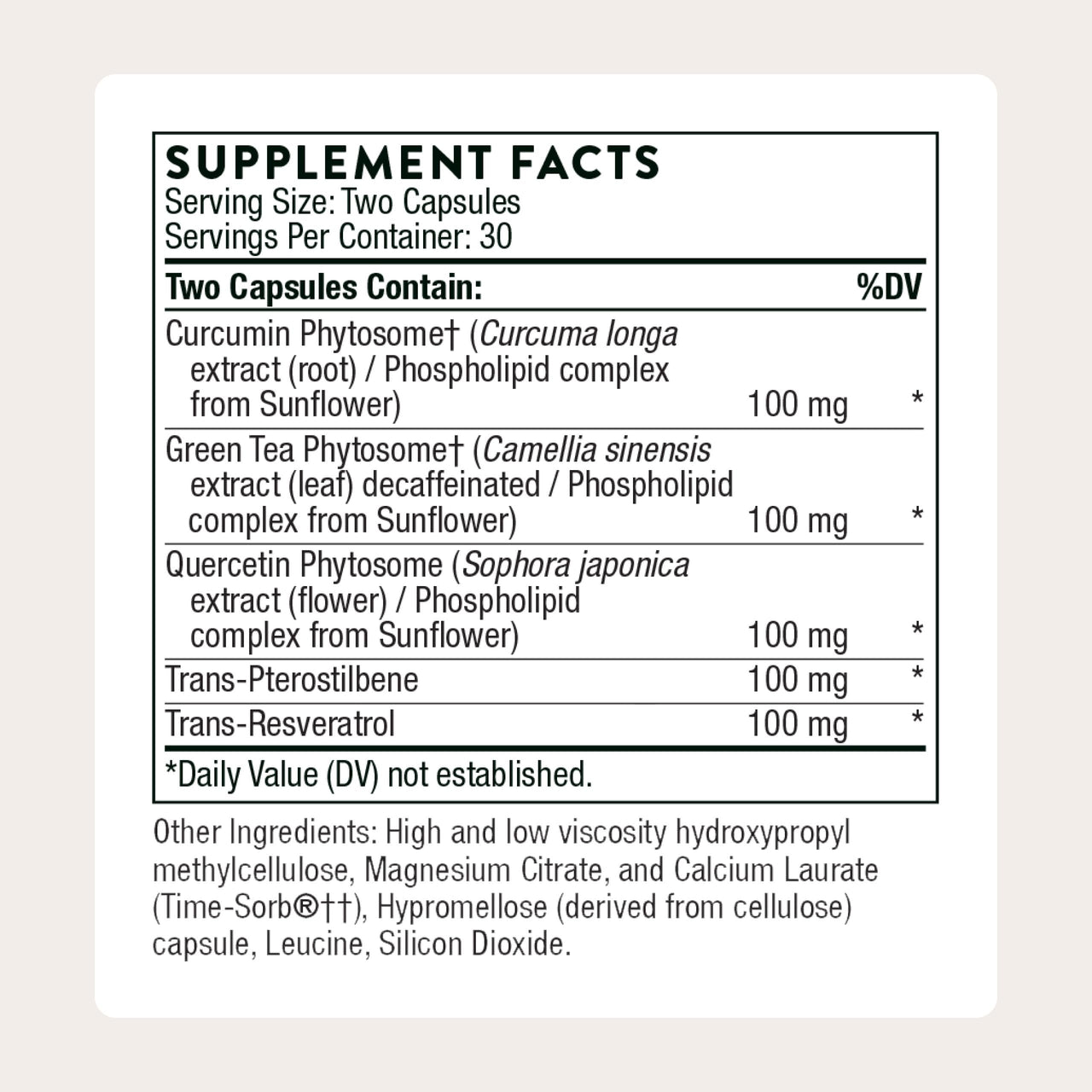 THORNE - Resveratrol Complex (formerly PolyResveratrol-SR) - Supports Healthy Aging* - Trans-Resveratrol Supplement with Green Tea, Quercetin & Curcumin Phytosome - Third-Party Certified - 60 Capsules