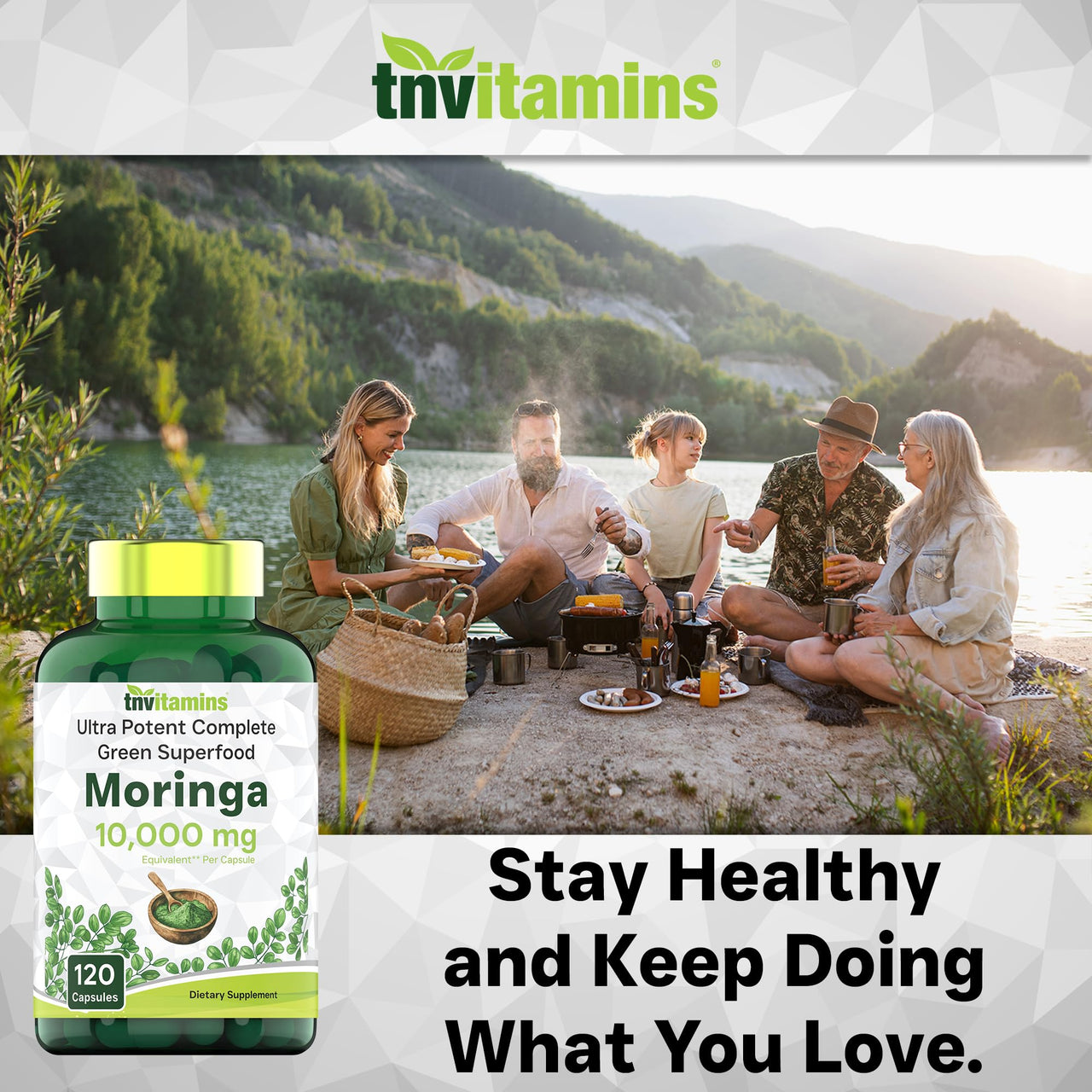 tnvitamins Moringa Capsules 10,000 mg - 120 Capsules | High Potency Moringa Leaf Extract Superfood Supplement for Energy, Vitality & Antioxidant Support