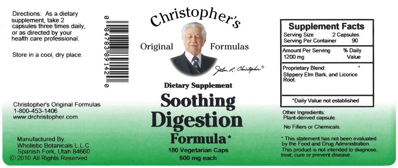 Christopher's Original Formulas Soothing Digestion - 180 Vegetarian Capsules