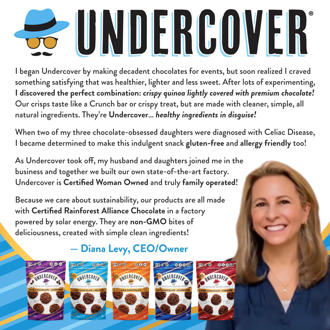 Undercover Snacks Chocolate Quinoa Crisps Snacks - Dark Chocolate + Sea Salt | 70-Count, Individually Wrapped Crisps | Gluten Free, Nut-Free, Allergen Friendly, Kosher, Plant-Based, NOT AIRLINE SIZE