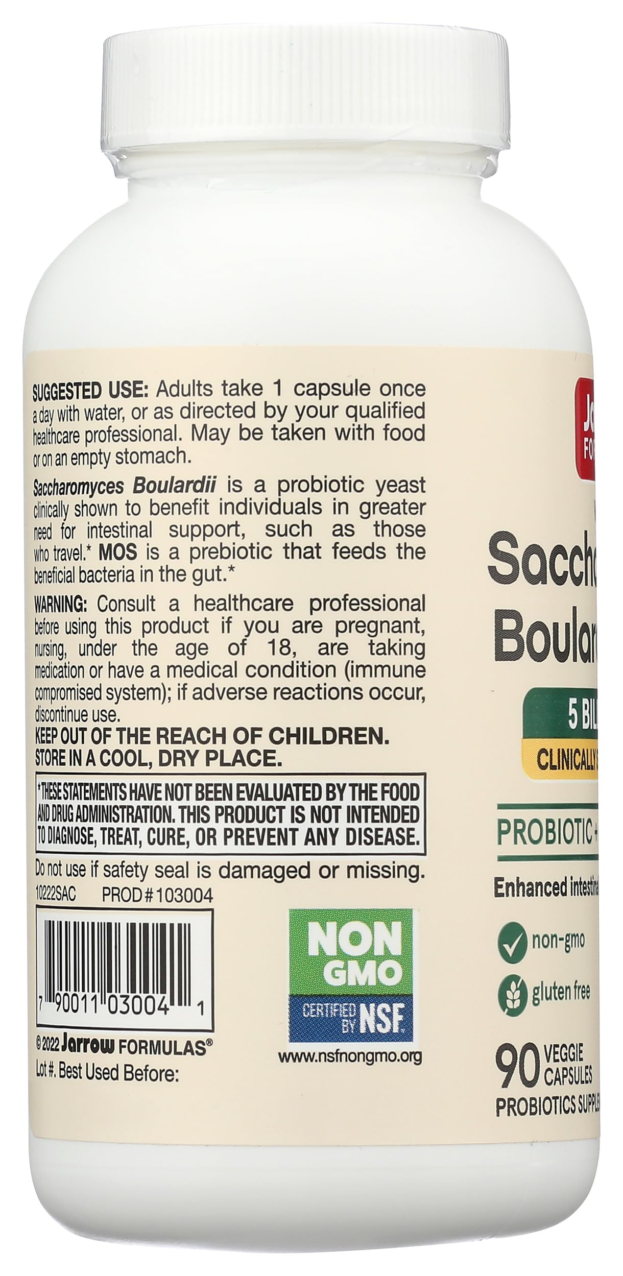 Jarrow Formulas, Saccharomyces Boulardii MOS, 90 Count