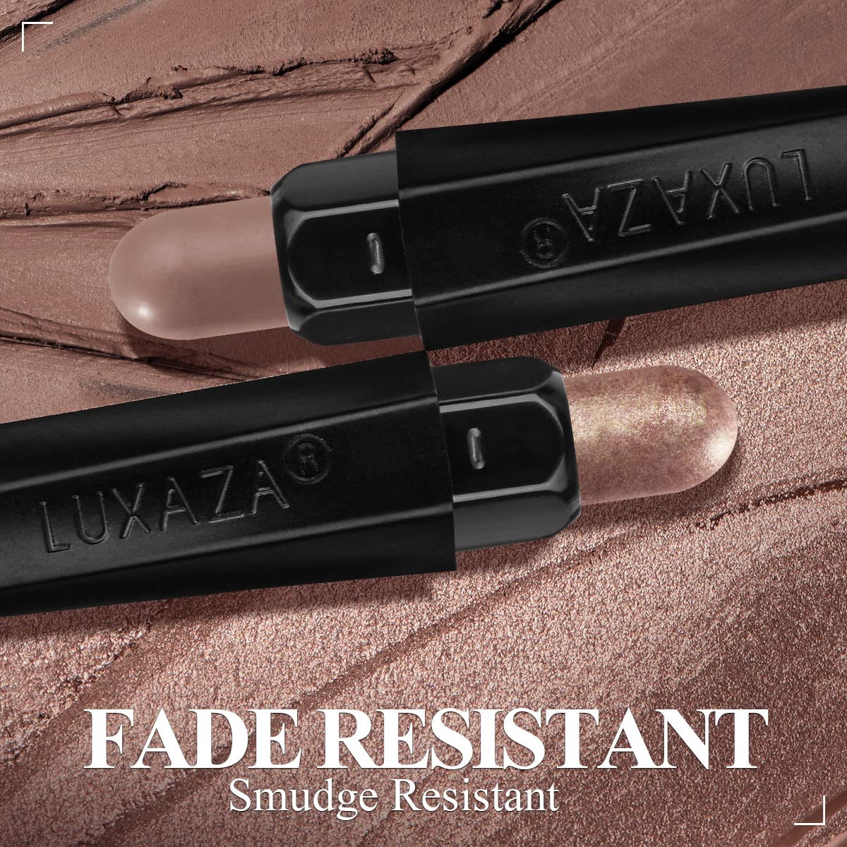 LUXAZA 3Pcs Neutral Brown Eyeshadow Stick Set, Matte And Shimmer Creamy Eyeshadow Pencil, Shiny Pink Shadow, Waterproof Long Lasting Smoky Eye Makeup