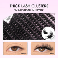 Thumbnail for SOFENIDA Lash Clusters Kit 80D Lash Clusters Kit 10-18mm Volume Eyelash Clusters D Curly Cluster Eyelash Extensions 3D Wispy Lashes Cluster DIY Lash Extension Kit(80D-10-18MIX Thick Kit)