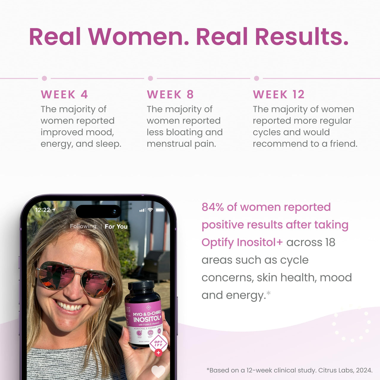 Optify Myo-Inositol & D-Chiro Inositol Supplement for Women – 40:1 Ratio Plus Folate and Vitamin D – Support Healthy Hormonal Balance, Regular Cycles, & Ovarian Health – 30-Day Supply