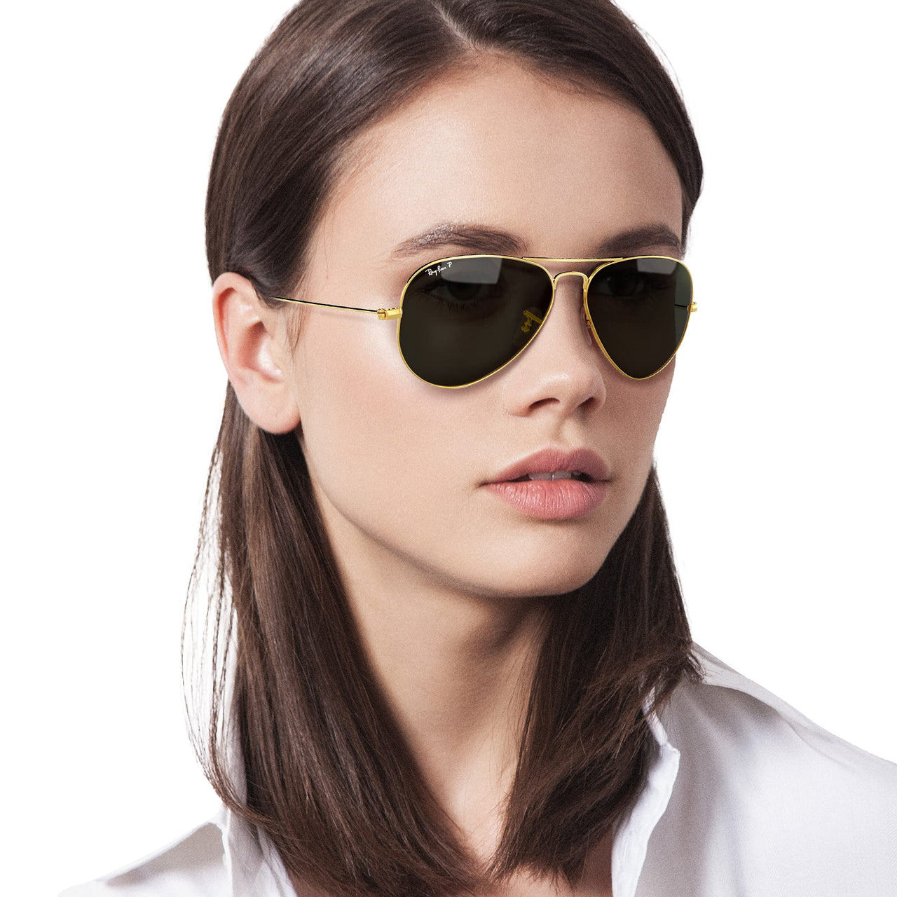 Ray-Ban Unisex RB3025 Classic Polarized Aviator Sunglasses, Gold/Green Polarized, 55 mm