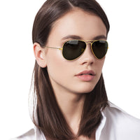 Thumbnail for Ray-Ban Unisex RB3025 Classic Polarized Aviator Sunglasses, Gold/Green Polarized, 55 mm