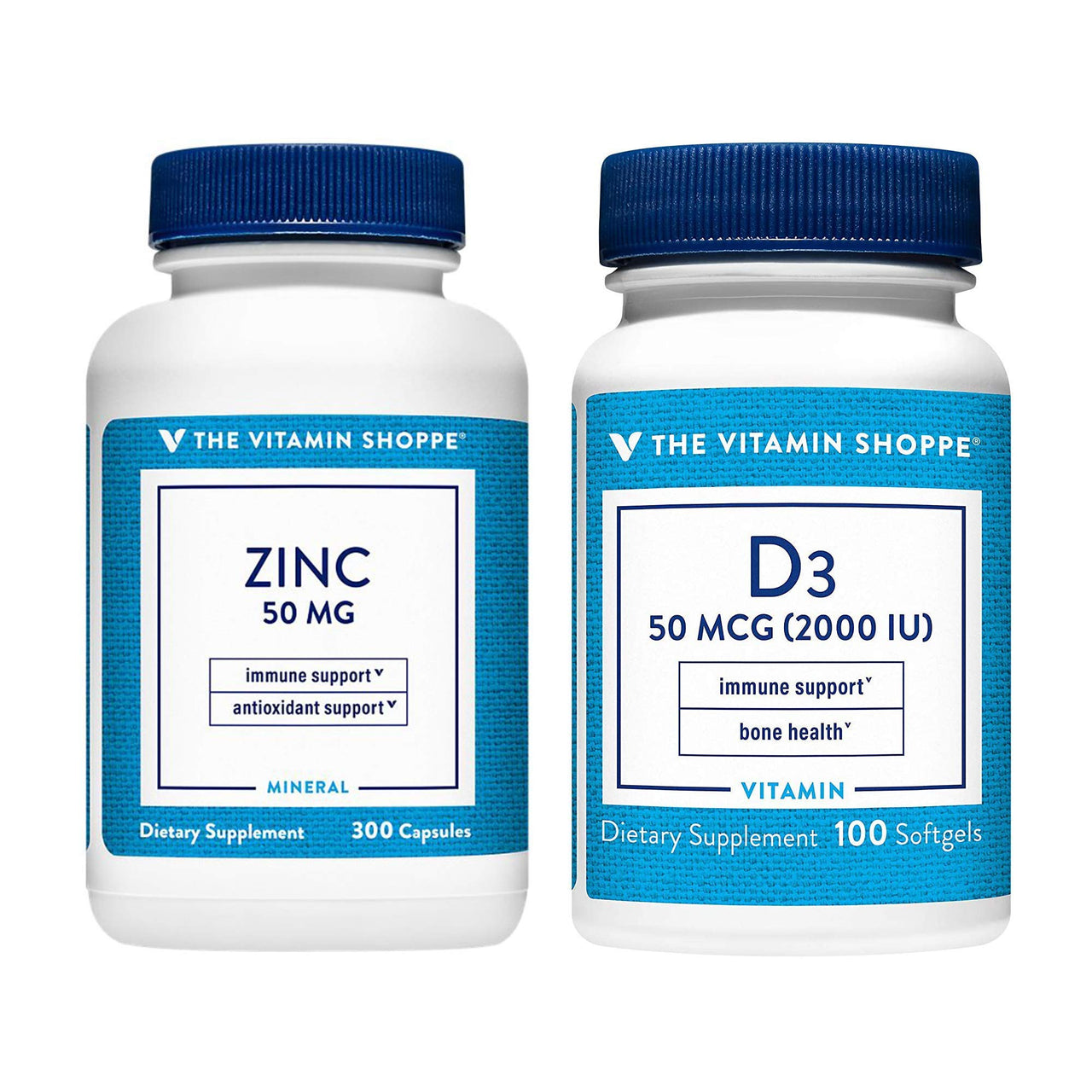Zinc 50mg and Vitamin D3 2000IU Softgel Bundle, Supports Healthy Immune Function, Bone Immune Health, Gluten Free by The Vitamin Shoppe
