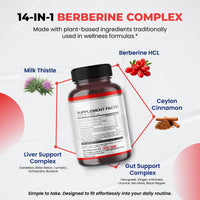 Thumbnail for Ultra Herbs Premium Berberine with Cinnamon, Milk Thistle - Promotes Liver Function, Gut Health, Immunity (150 Count (Pack of 1))