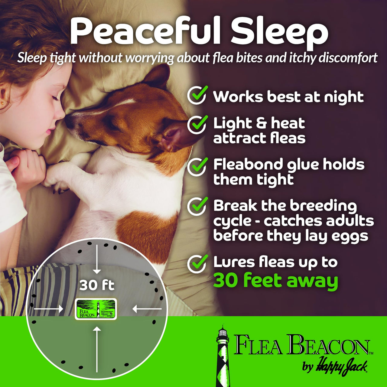 Happy Jack Flea Beacon Kill Fleas in House, Attracts, Traps Indoor Bugs, Breaks Breeding Cycle Before Adults Lay Eggs, Safe, Fast, & Clean Way to Get Rid of Indoor Pests, Made in USA