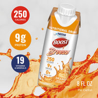 Thumbnail for BOOST Breeze Clear Nutritional Drink - 250 Calories - 19 Vitamins & Minerals - 9 g Protein – Fortified Clear with Vitamin A & Zinc - Orange Flavor - 8 fl oz (Pack of 24)