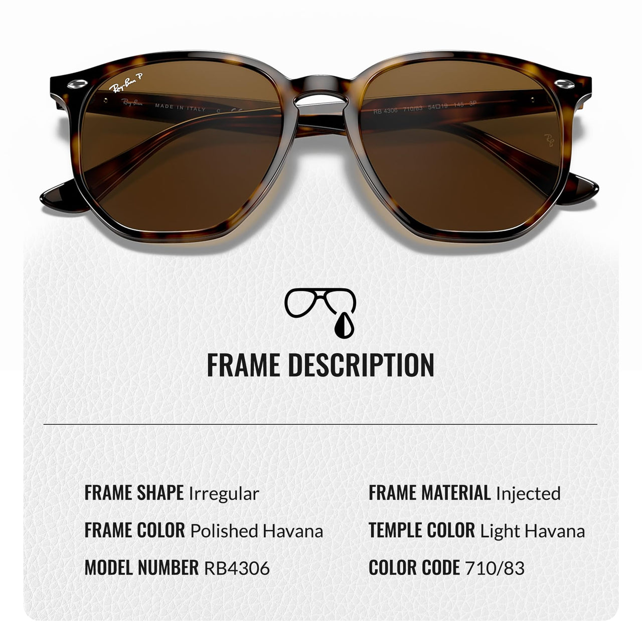 Ray-Ban RB4306 Polarized Hexagonal Sunglasses With Eyewear Kit Bundle - High Bridge Fit - Ideal Formal and Casual Wear Retro Sunglasses