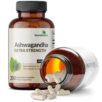 Thumbnail for Futurebiotics Ashwagandha Extra Strength Stress & Mood Support with BioPerine - Non GMO Formula, 200 Vegetarian Capsules