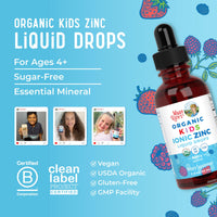 Thumbnail for MaryRuth Organics Zinc Supplement for Immune Support, Immune Support Supplement for Kids, Ages 4-13, Zinc Sulfate, Vegan, USDA Organic, Glycerin Based, 2 Fl Oz