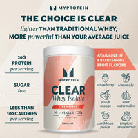 Thumbnail for Myprotein Clear Whey Isolate Protein Powder, 1.1 Lb (20 Servings) Strawberry, 20g Protein per Serving, Naturally Flavored Drink Mix