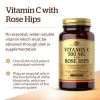 Thumbnail for Solgar Vitamin C 500 mg with Rose Hips, 250 Tablets - Antioxidant & Immune Support - Overall Health - Supports Healthy Skin & Joints - Non GMO, Vegan, Gluten Free, Dairy Free, Kosher - 250 Servings
