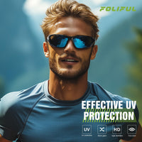 Thumbnail for Foliful 3 Pack Polarized Sports Sunglasses for Men, Mens Sunglasses Wrap Around UV400 Protection for Cycling Fishing Driving