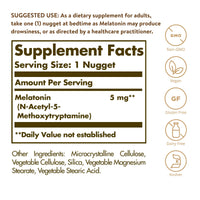 Thumbnail for Solgar Melatonin 5 mg, 120 Nuggets - Helps Promote Relaxation & Rest - Clinically Studied Melatonin - Vegan, Gluten Free, Dairy Free, Kosher - 120 Servings
