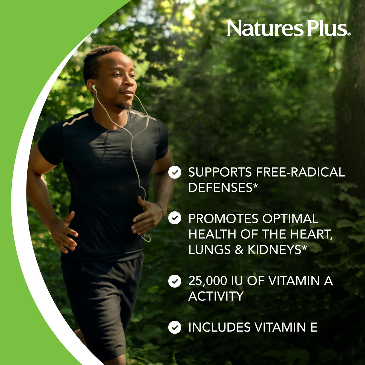 NaturesPlus Natural Beta Carotene - 25,000 IU Vitamin A & Vitamin E - 90 Softgels - Eye Supplement, Antioxidant, Aids in Free Radical & Natural Cellular Defense - Gluten Free - 90 Servings