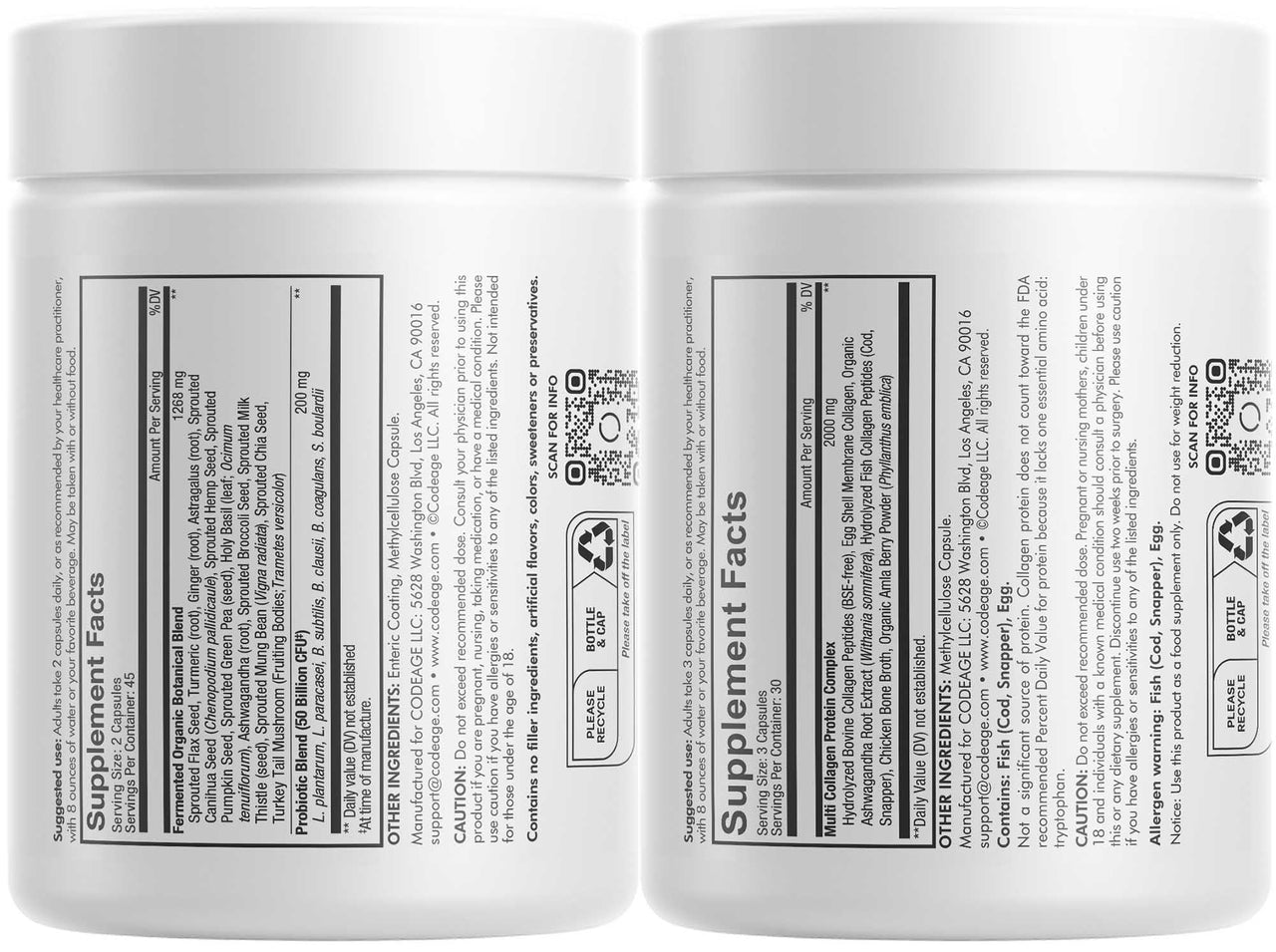 Codeage Multi Collagen Protein Capsules 5 Types, Ashwagandha Withania Somnifera & Organic Amla Berry + SBO Probiotic Blend 50 Billion CFU Bundle, Lactobacillus Plantarum, Bacillus Subtilis, Non-GMO