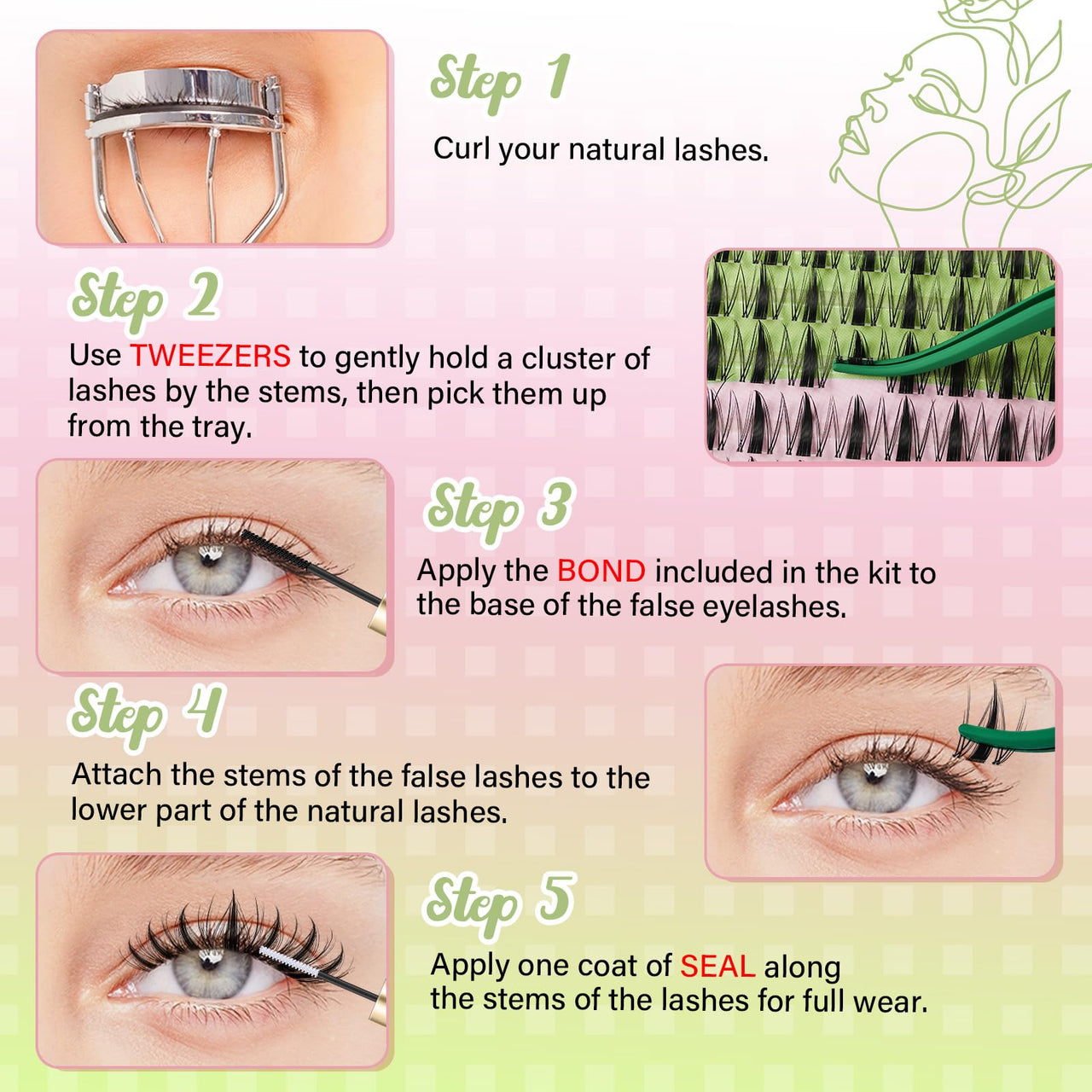 KEYYOU Fairy Lash Clusters Kit, Manga Eyelash Extension Kit at Home, 144pcs D Curl Wispy Natural Invisible Band Lash with Waterproof Lash Extensions Kit (Fairy-D-8-18MIX)