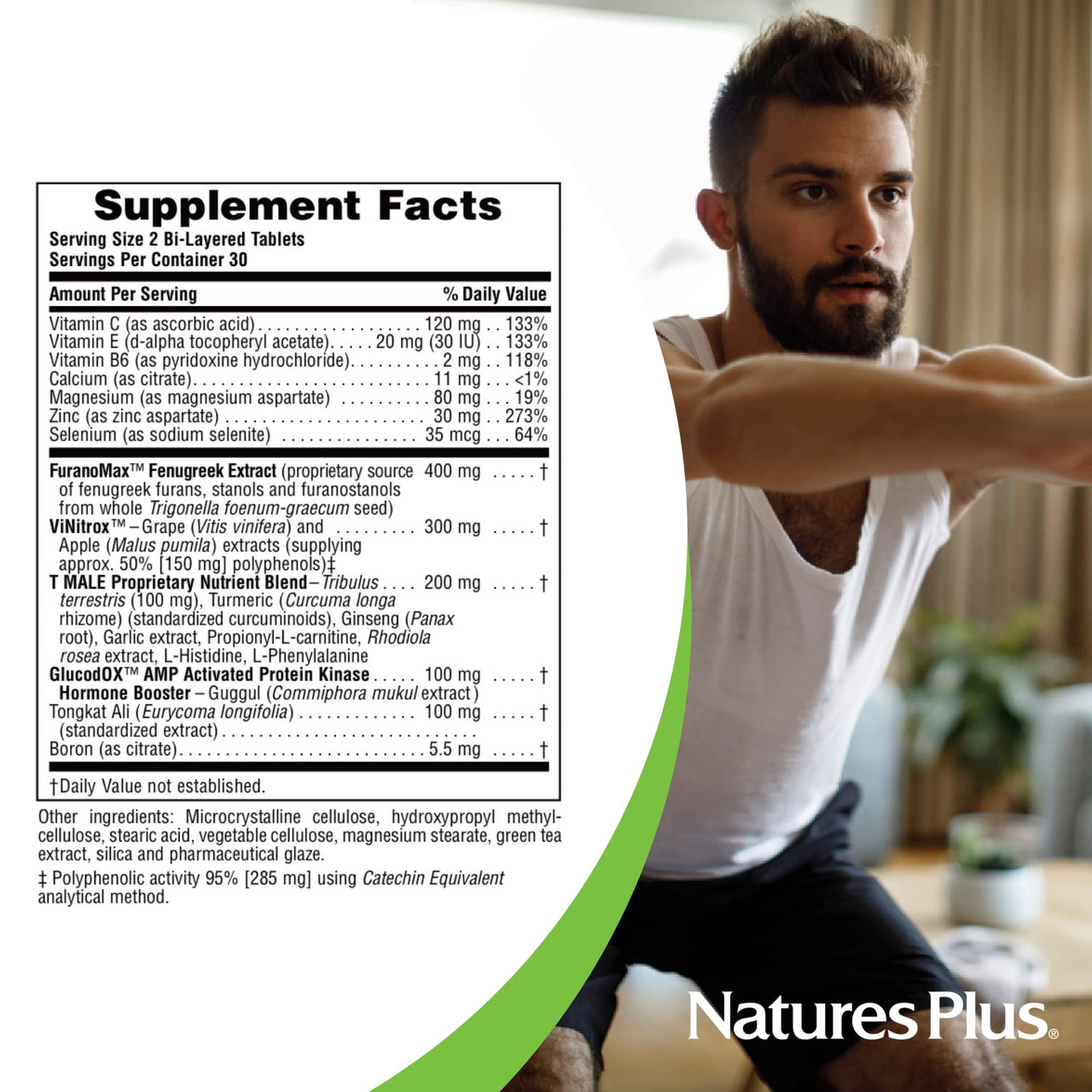 Nature's Plus Ultra T-Male E/R Bi-Layer Tablets, 60 Count