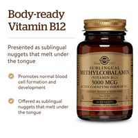 Thumbnail for Solgar Methylcobalamin (Vitamin B12) 5000 mcg, 60 Nuggets - Cherry Flavor - Supports Energy Metabolism - Body-Ready, Active Form - Non-GMO, Vegan, Gluten Free - 60 Servings
