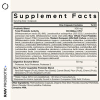 Thumbnail for Codeage Raw Probiotic+ Supplement - 34 Probiotic Strains, 100 Billion CFUs, Raw Whole Food Probiotics, Digestive Enzymes, Raw Fruits & Veggies Prebiotics - Wild Kefir Culture - Non-GMO - 30 Capsules